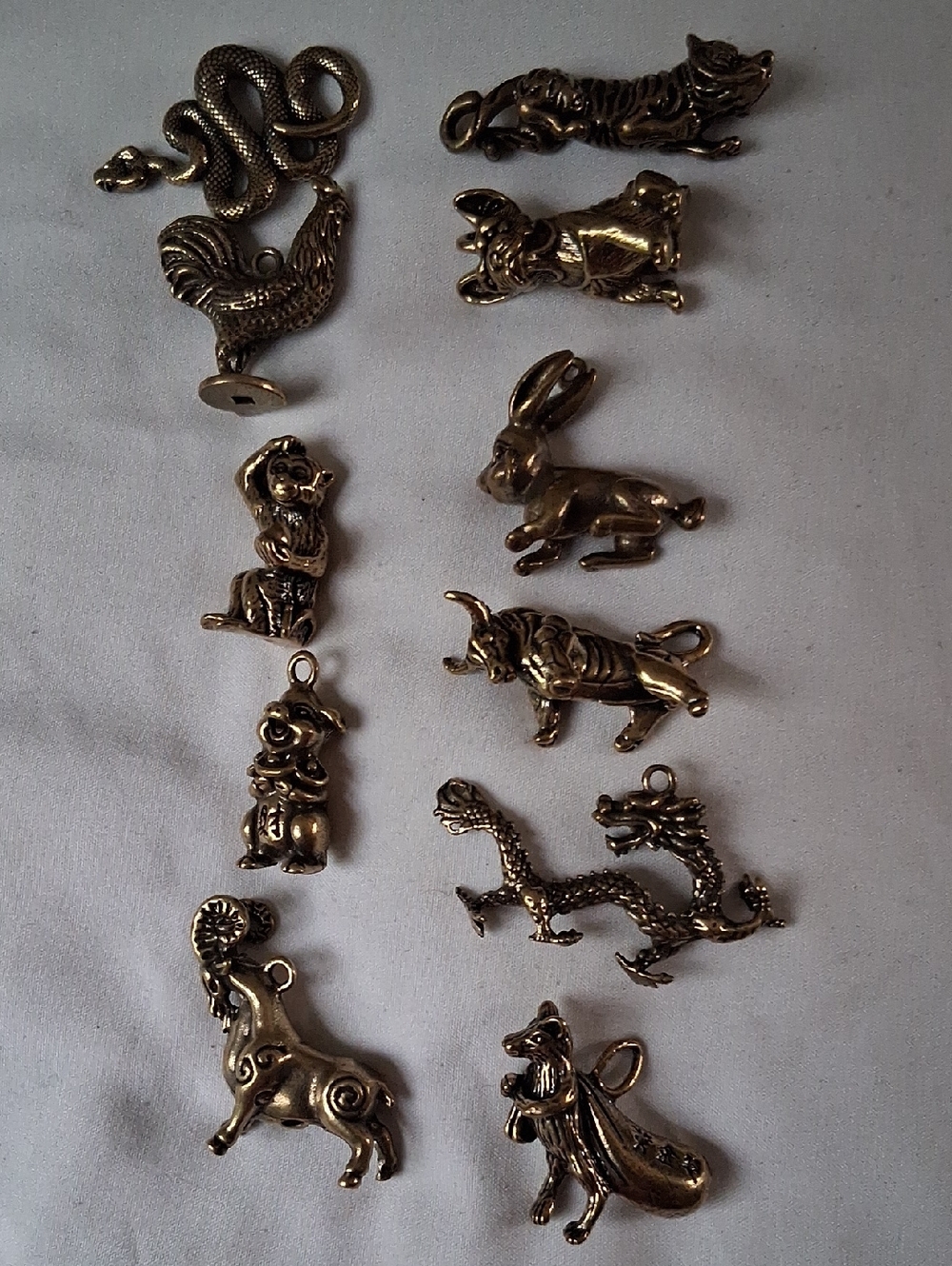 Brass Tone Animal Zodiac Charms - Set of 11